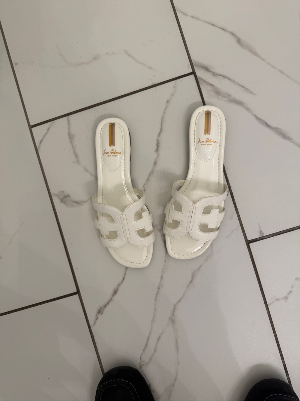 Sam Edelman White Cutout Slide Sandals